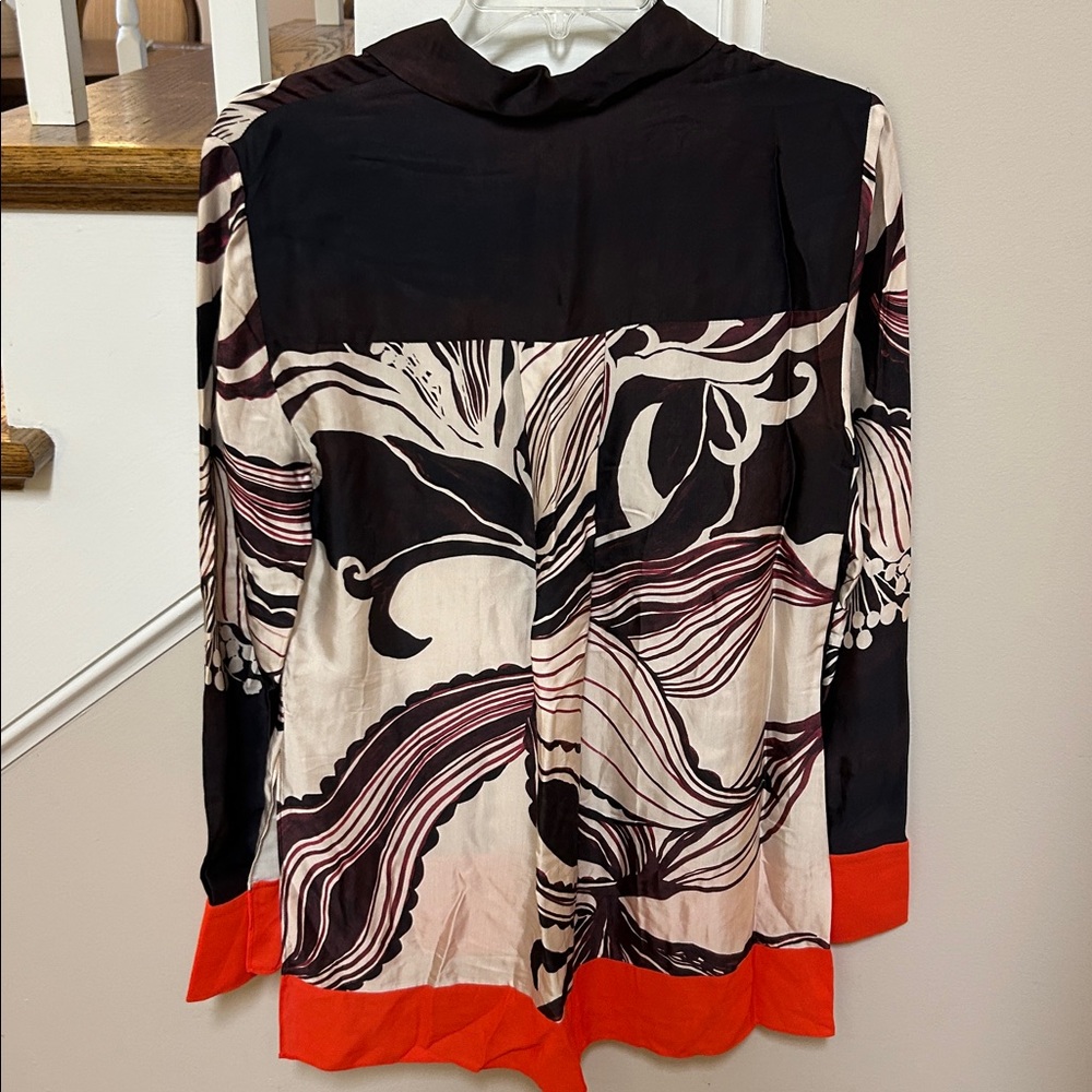 Reiss Women’s Size 6 Karl Orchid Printed button down shirt brown red - Picture 14 of 16